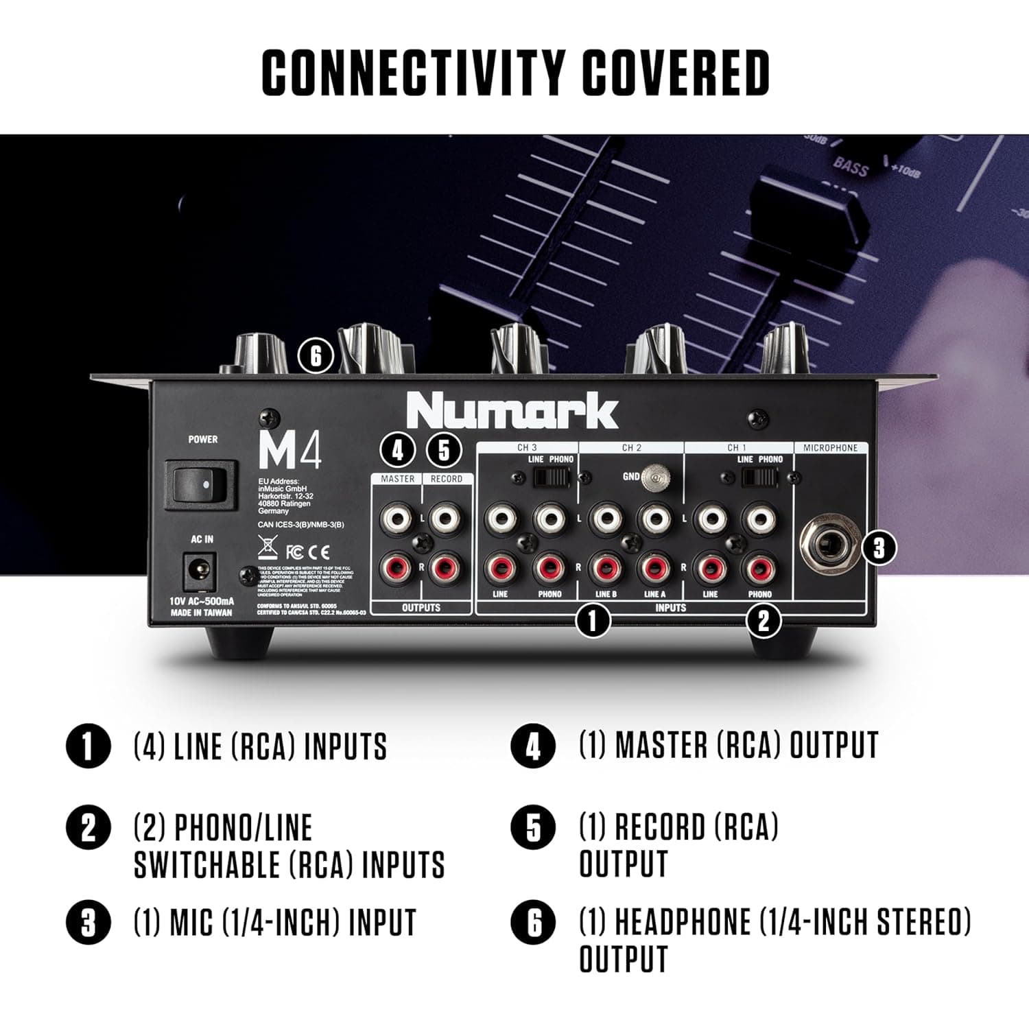 Numark M4 3-Channel Rack Mountable DJ Mixer 2