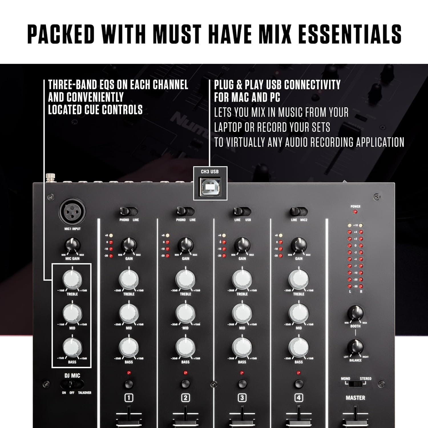 Numark M6 USB 4-Channel DJ Mixer 4