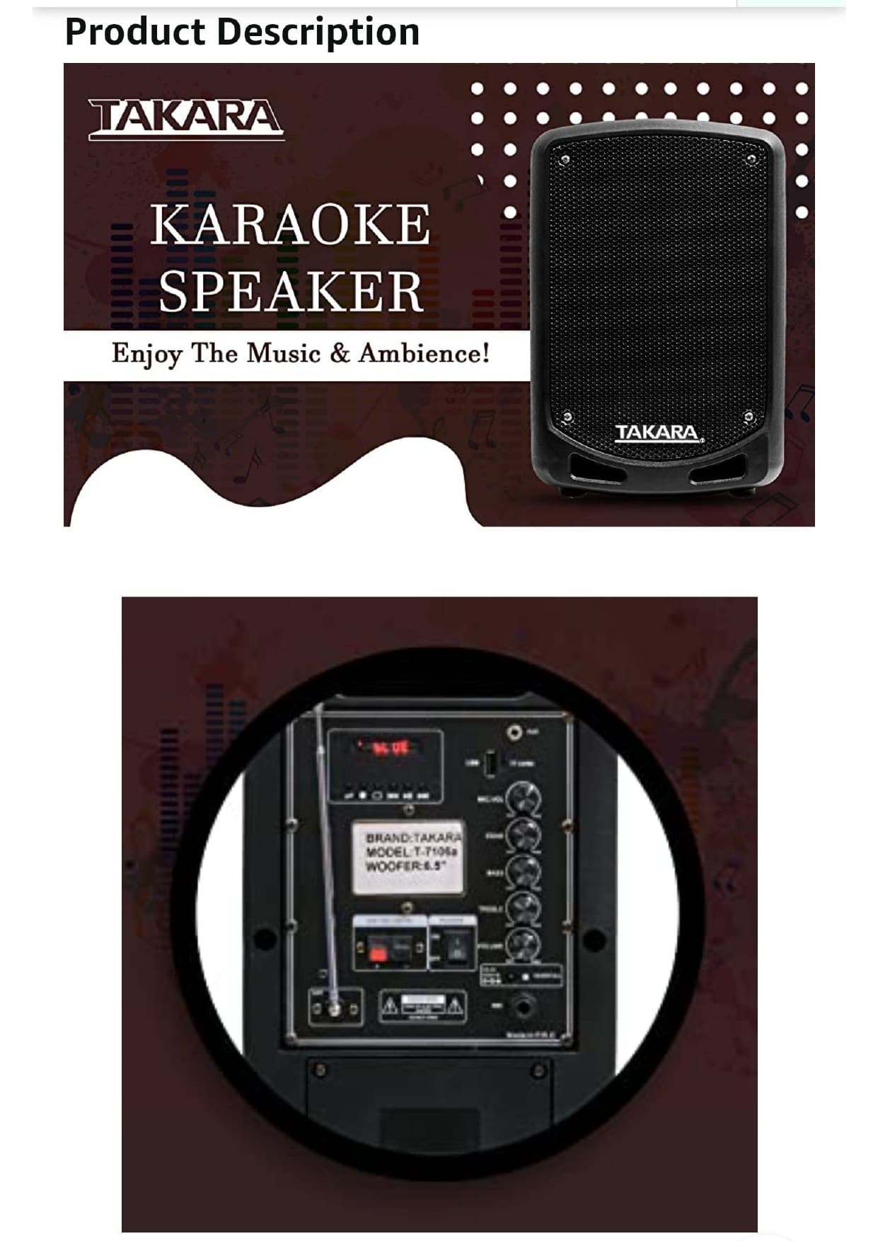 Takara T-7106 Karaoke Speaker 6.5 5