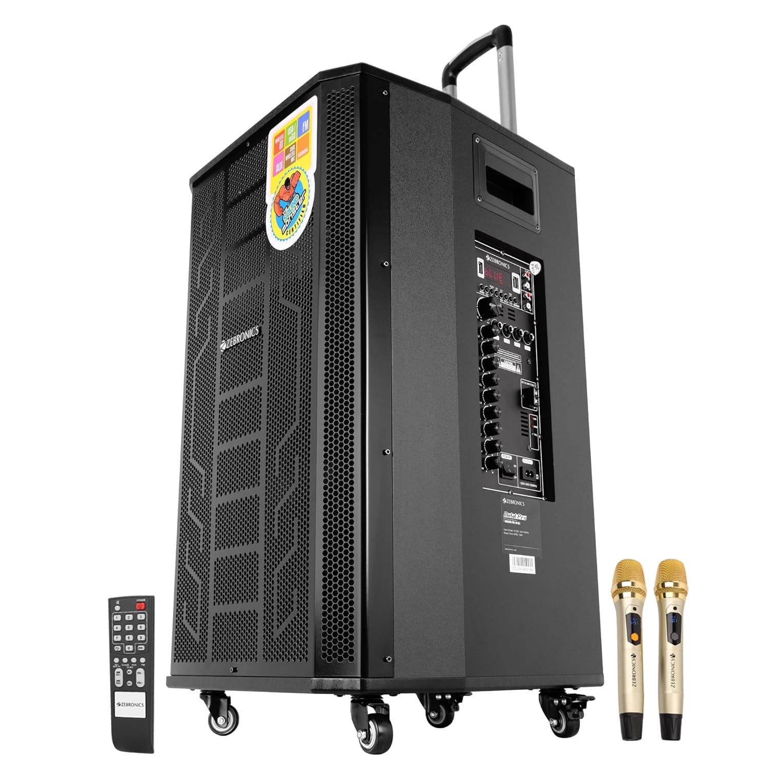 Zebronics Metal PRO Powerful DJ Trolley Speaker with Wireless Mic